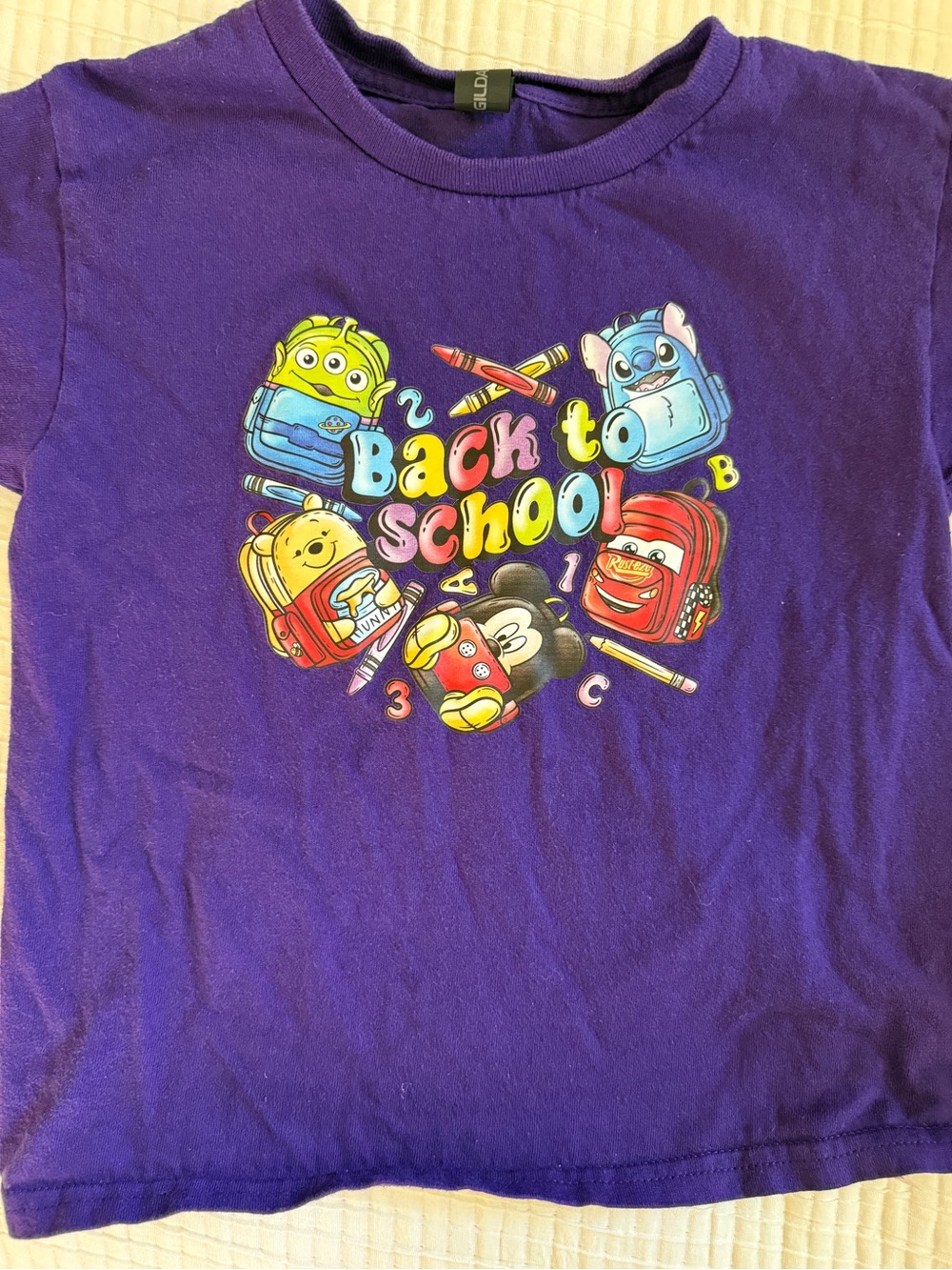 Gildan Purple Kids 'Back to School' Disney Graphic Tee